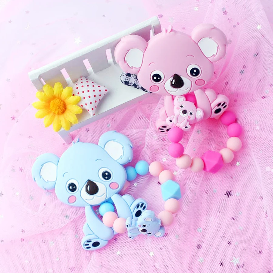 Детский силиконовый Прорезыватель в стиле коала браслет из пищевого силикона с