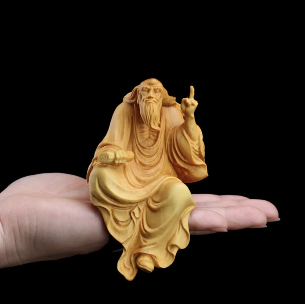 Laozi miniature figurines Lobular wood statue wall decors ornaments home Zen collection art Preaching Art