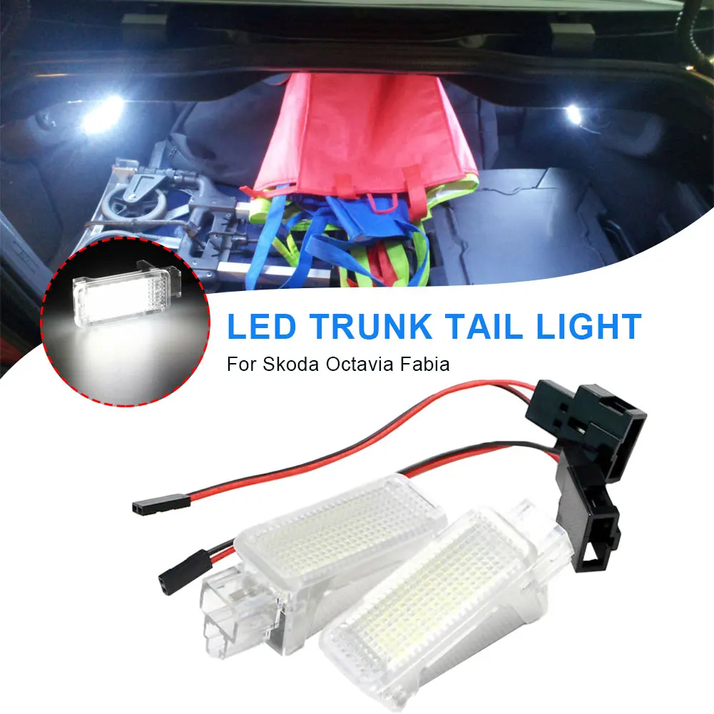 

2Pcs LED Luggage Trunk Lamp for Skoda Octavia Fabia Superb Roomster Kodiaq Yeti PC Waterproof Dust-proof Interior Dome Light