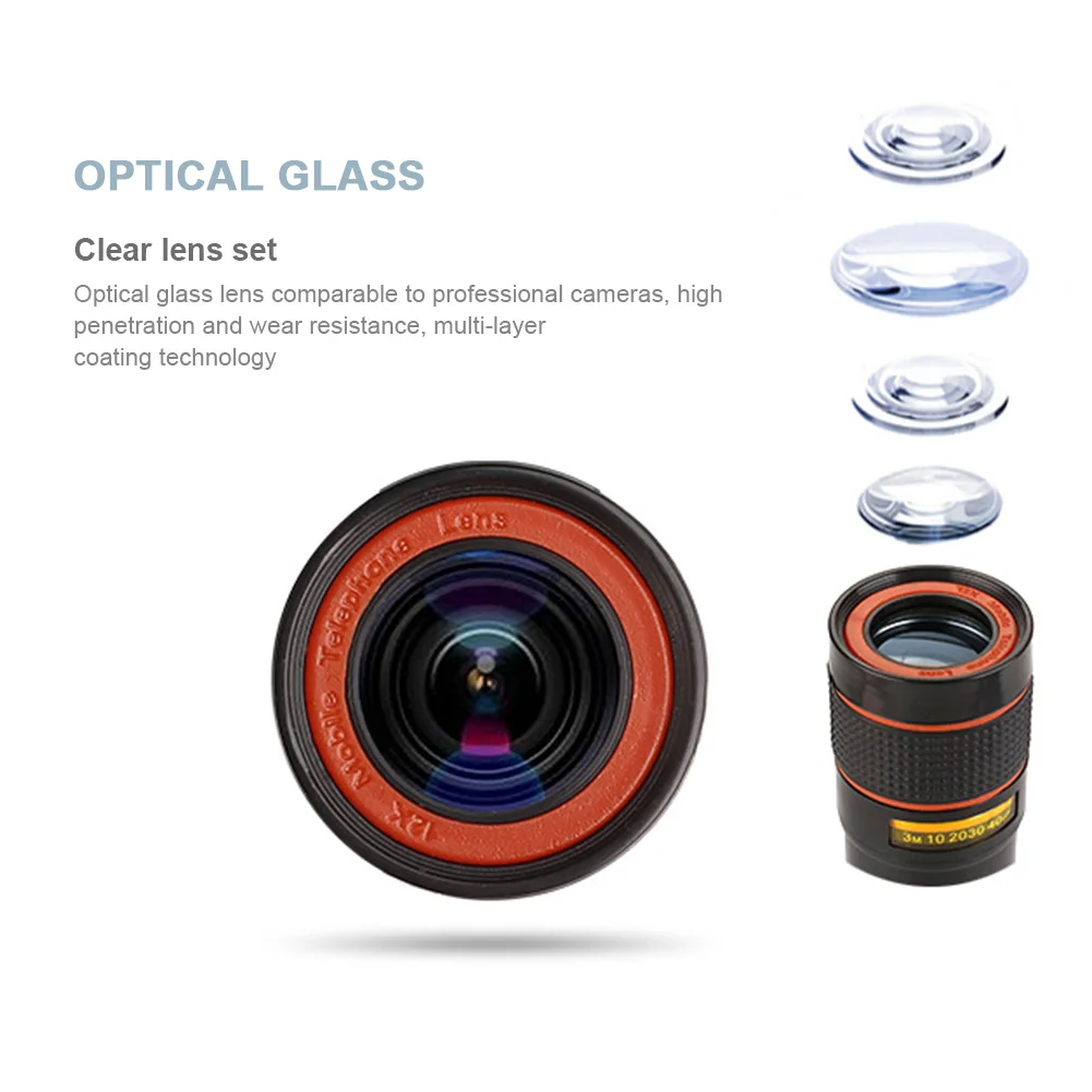 Телескоп с оптическим зумом 12X объектив камеры высокой четкостью для iPhone 6 7 Samsung