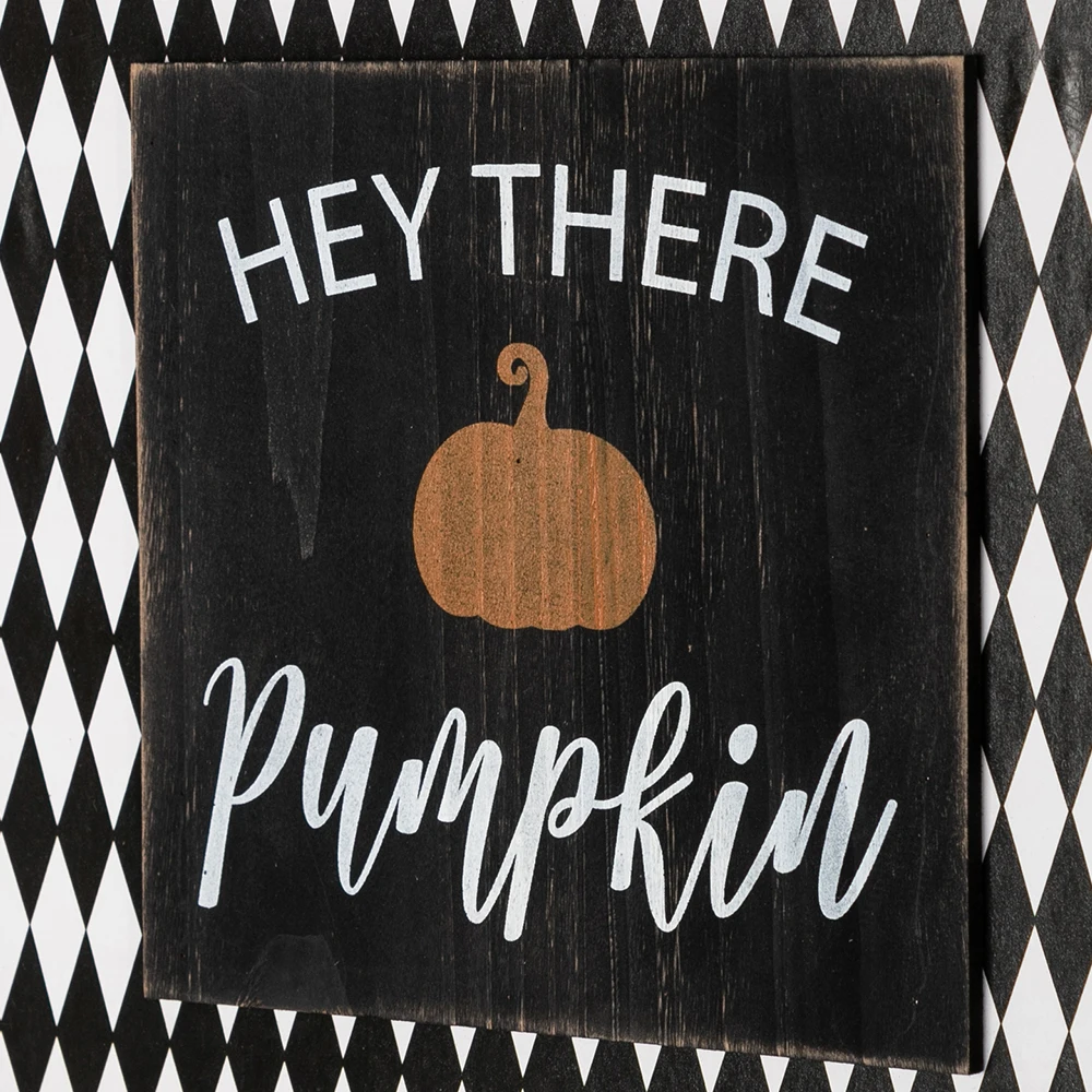 

Halloween wood wall sign "hey there pumpkin" Pumpkin Perfect Halloween Decorations for Garden Office School Bar Haunted house