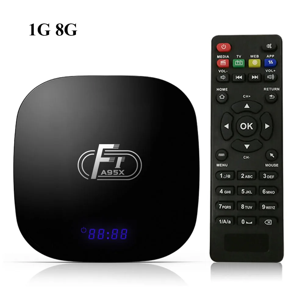 1G 8G Смарт ТВ приставка A95X F1 Android 8,1 ТВ приставка Amlogic S905W приставка пульт дистанционного управления четырехъядерный VP9 H.265 2 ГБ/16 ГБ 2,4G WiFi HD коробка - Цвет: 1G 8G