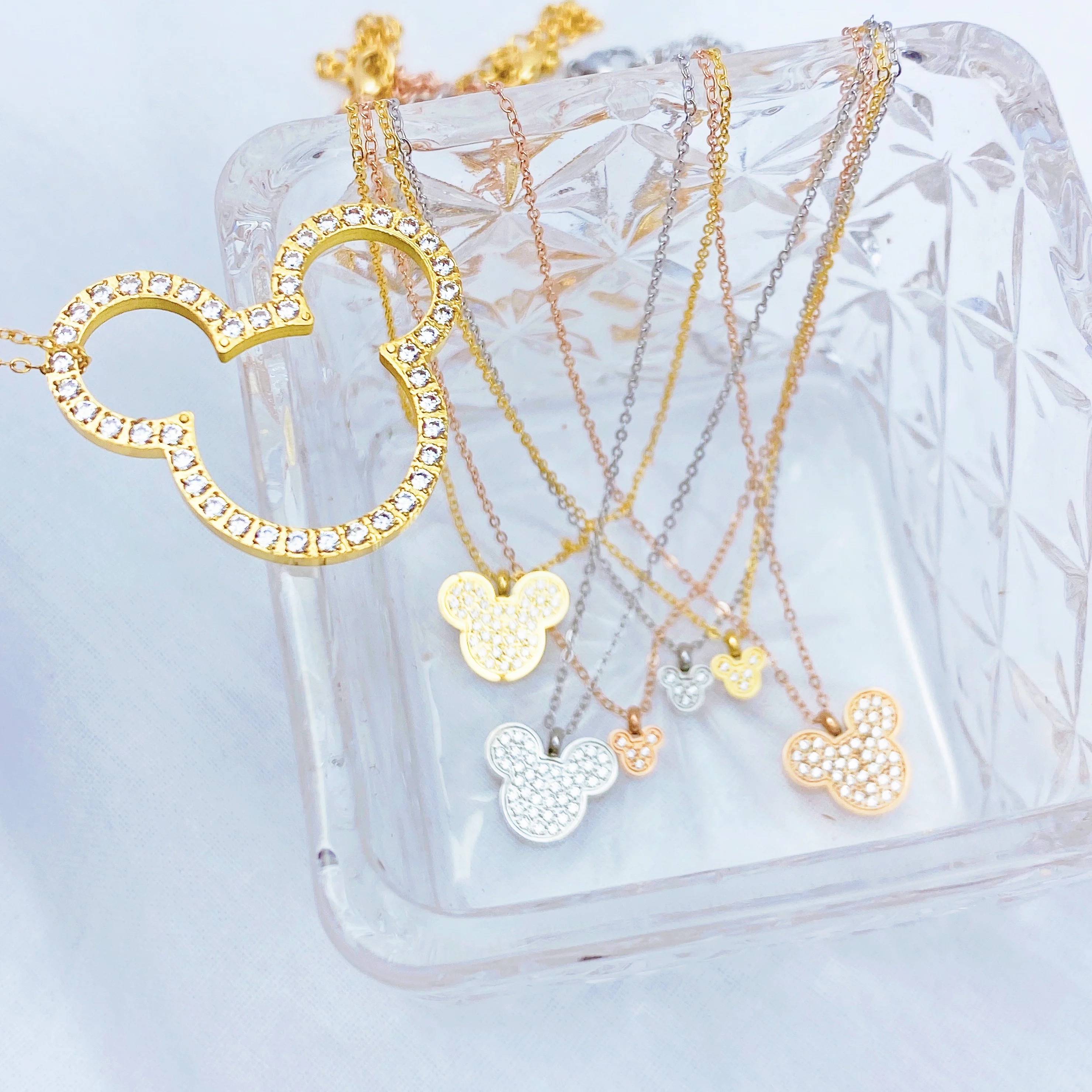 Кавайная одежда с героями мультфильмов для Подвеска мышь ожерелье титановая