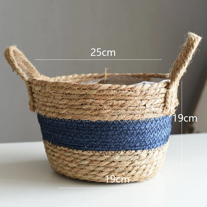 

Handwoven Straw Basket Flower Pot Indoor Plants Container Laundry Toy Storage 23GB