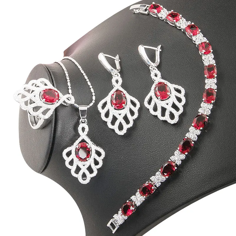 Женский ювелирный комплект из колье серёг и браслета серебра 925 пробы | Украшения