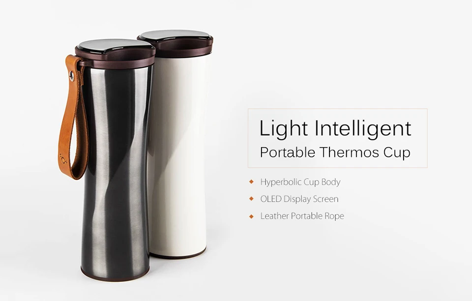 Original Xiaomi Mijia Kiss Kiss Fish Stainless Steel Thermal Vacuum Water Bottle Sensitive Temperature Sensor with Coffee Brewer