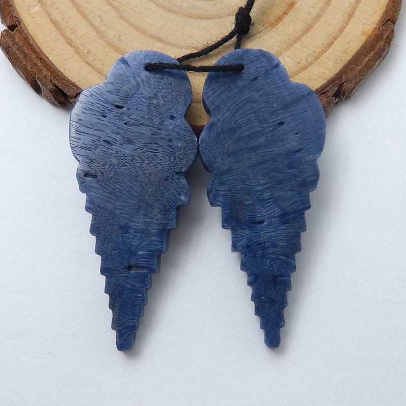 Натуральный драгоценный камень синий коралл резной череп модные серьги из