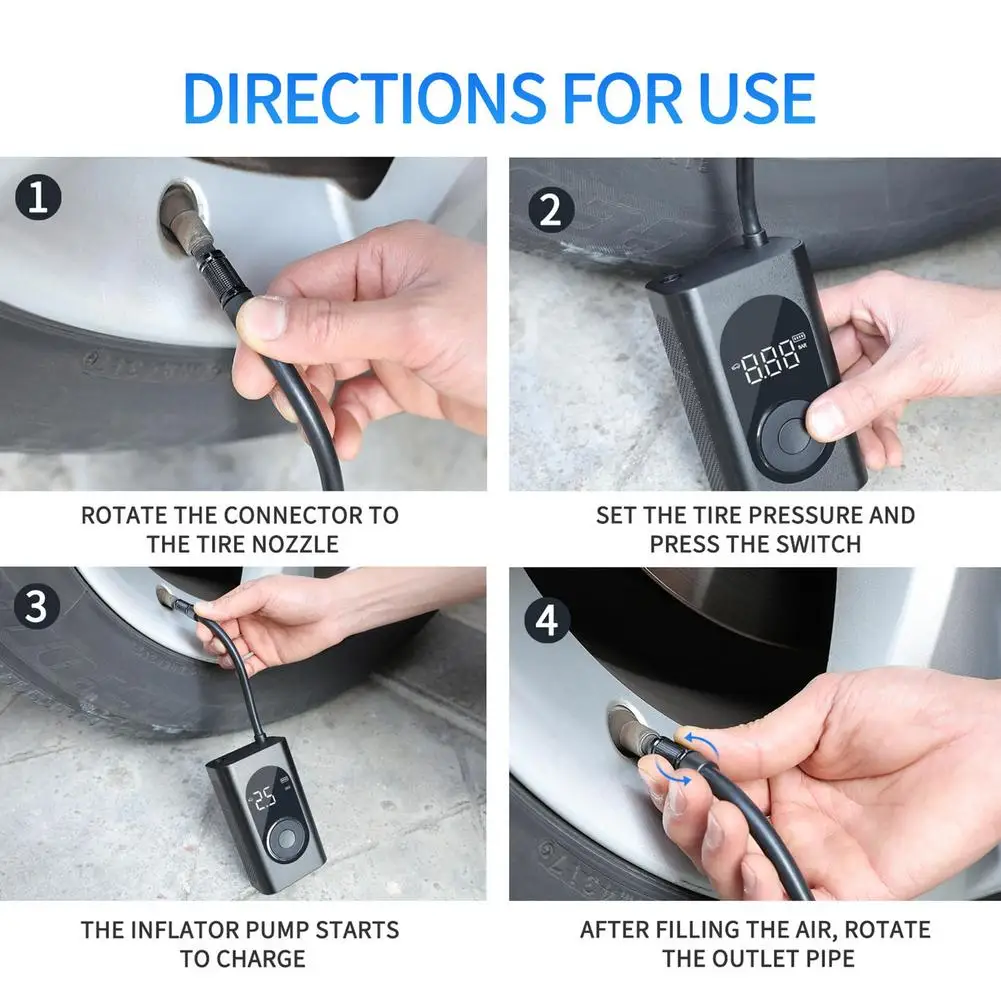 Портативный автомобильный воздушный компрессор беспроводной насос для шин