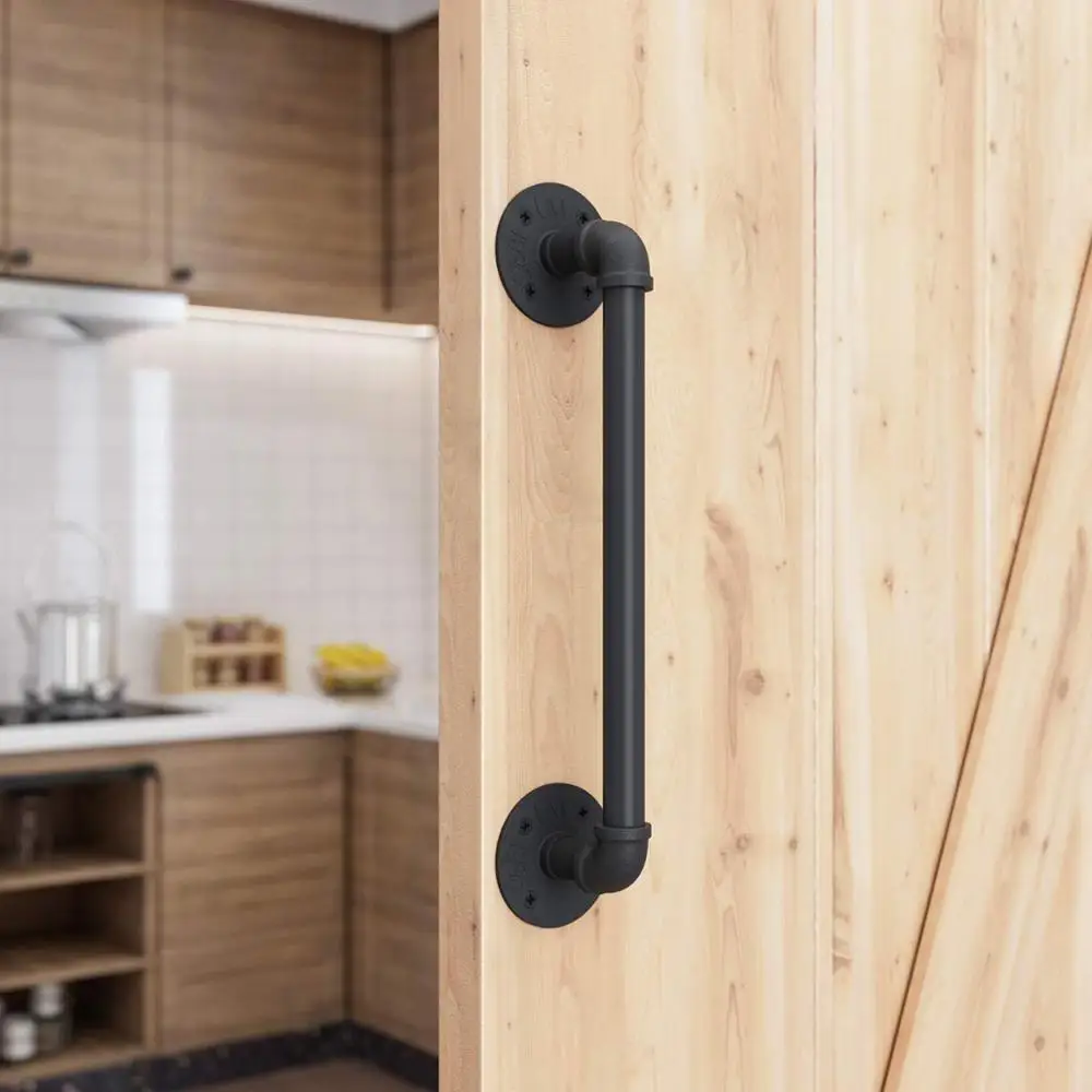 Набор дверных ручек HeavyPull и Flush для раздвижных деревянных дверей черная фурнитура