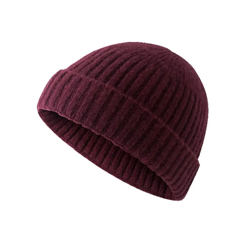 Unisex Men Women Rollup Trim Warm Ribbed Knitted Skull Cap Brimless Elastic Casual Beanie Melon Hat Turn Ski Fisherman | Аксессуары для