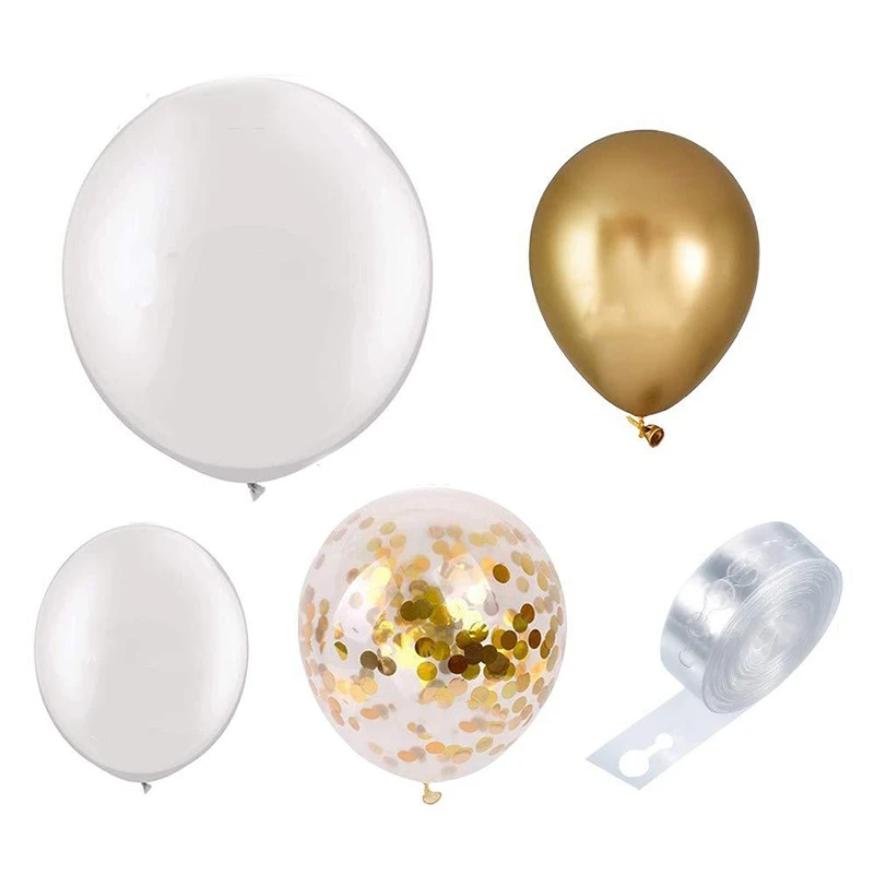 

120 Pc Balloon Arch Kit White Gold Confetti Metallic Balloons Wedding Birthday Party Decorations Baby Shower Party Latex