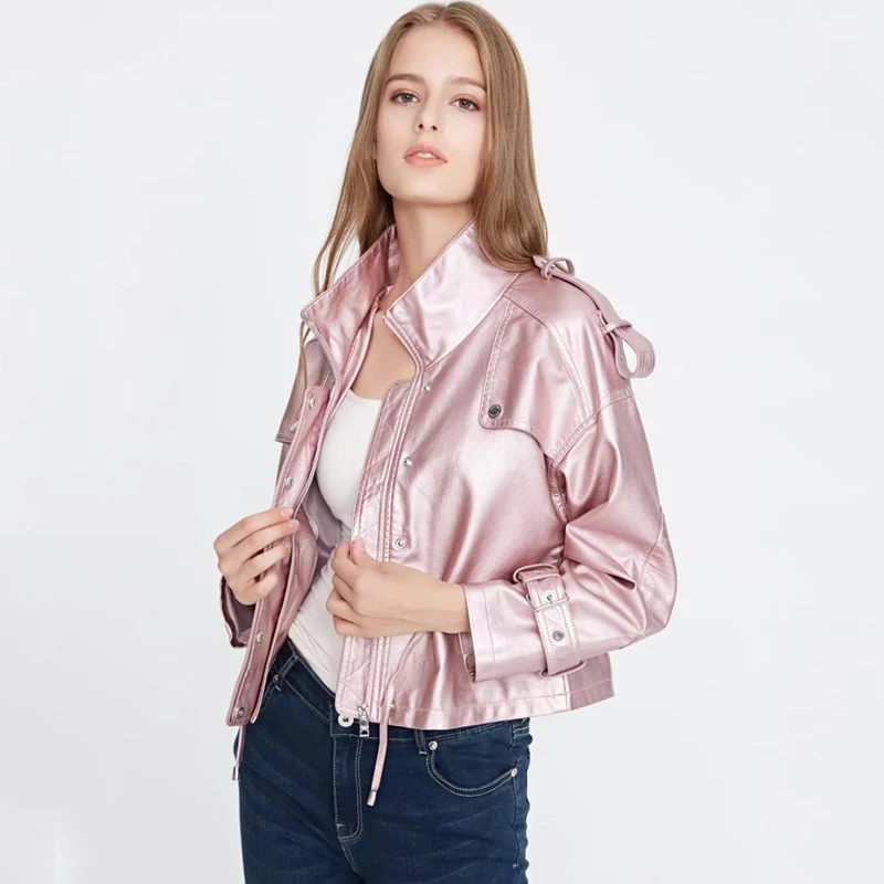 Куртка TMODA282 женская из искусственной кожи мотоциклетная верхняя одежда