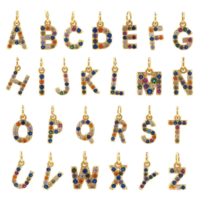 Golden Letter Charms Colorful Crystal Alphabet Charm Pendant For Bracelet Necklace Ankle Handmade Making Jewelry DIY Accessories | Украшения