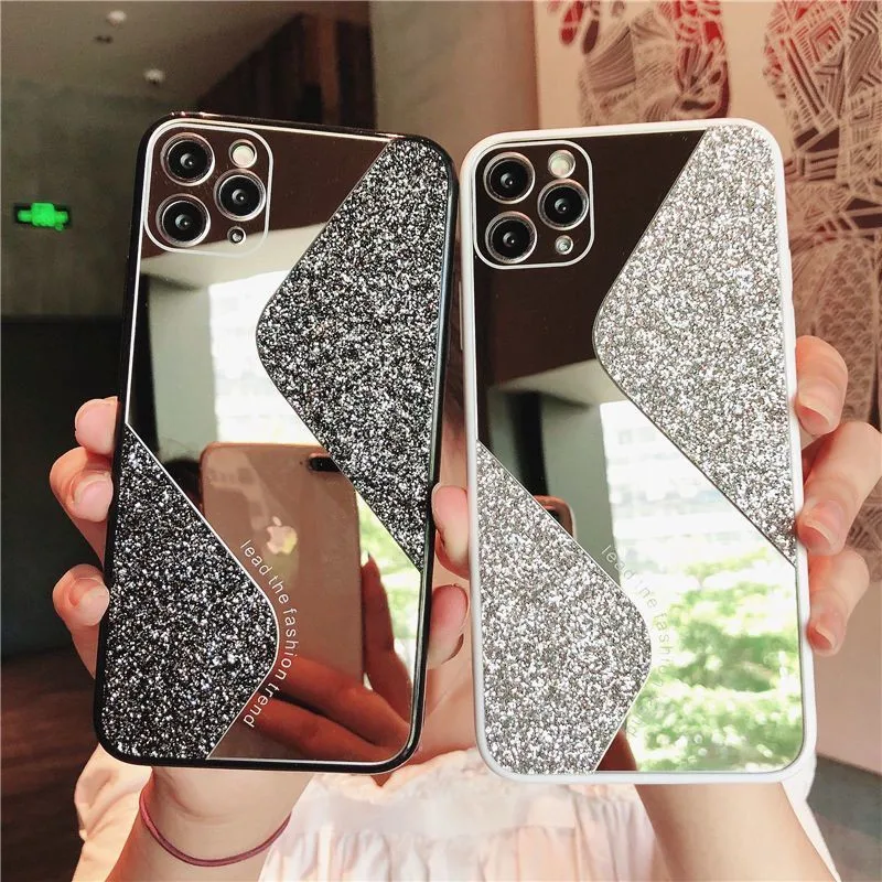 

Fashion Glitter Mirror Case For iPhone 12 Mini XR XS Xs Max X 8 7 6 6s Plus 11 12 Pro Max S Diamond Cover Protective shell