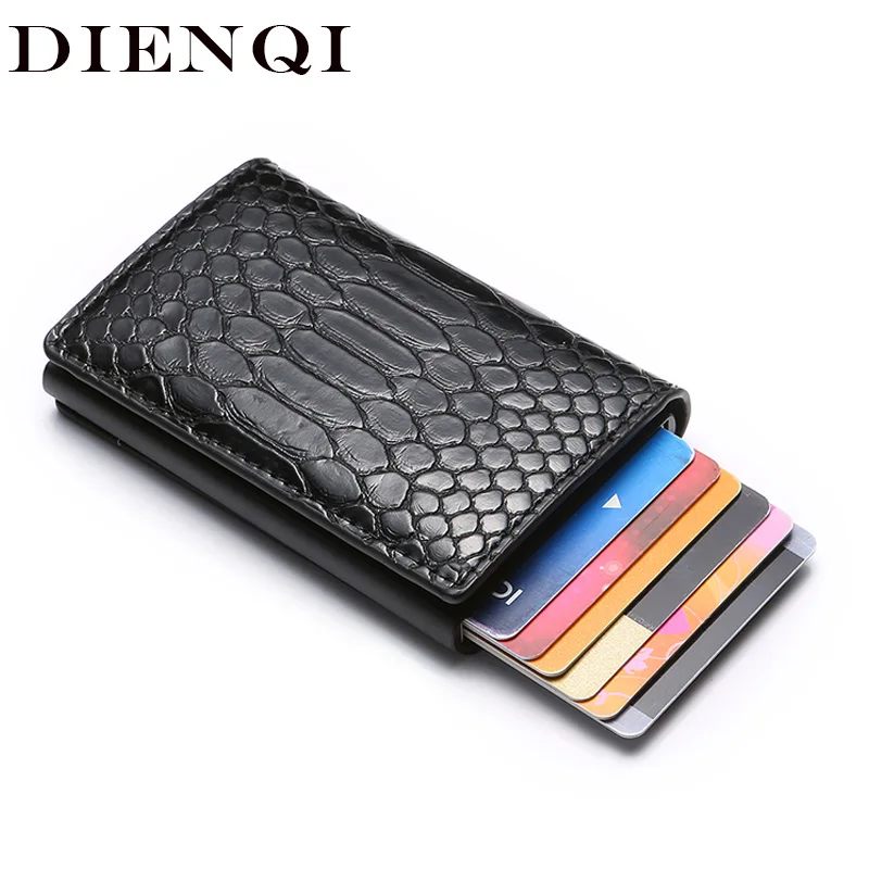 DIENQI Rfid держатель для карт мужские кошельки сумка денег Мужской винтажный черный