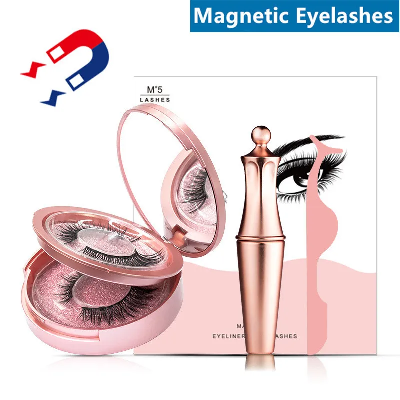 Магнитные накладные ресницы и жидкая подводка для глаз Пинцет Набор макияжа