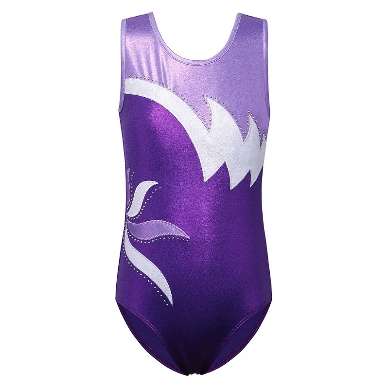 B208 purple BAOHULU/гимнастическое трико для малышей и подростков; блестящий танцевальный костюм для девочек; Спортивный костюм для детей; одежда для акробатики - Цвет: B208 purple