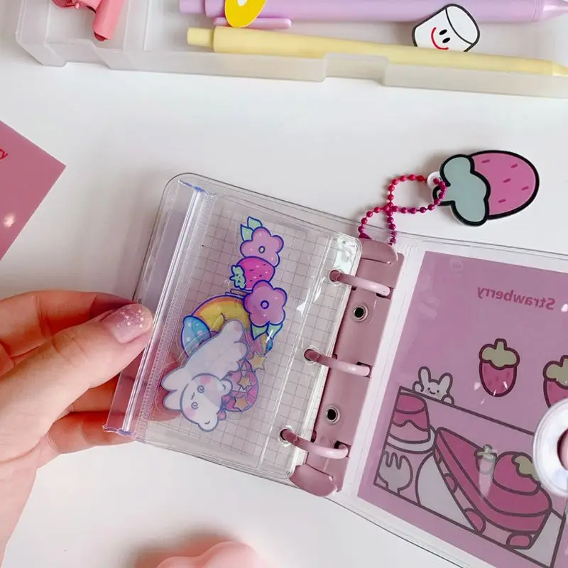 

Mini Fruit Flower 3 Hole Notebook Loose Leaf Binder Planner Transparent Diary Journal Office Supplies