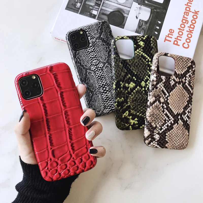 Фото Чехол для iphone 12 Mini, 11, 13 pro, XS MAX, X, XR, 7, 8, 6 plus, из искусственной кожи под змеиную кожу №2