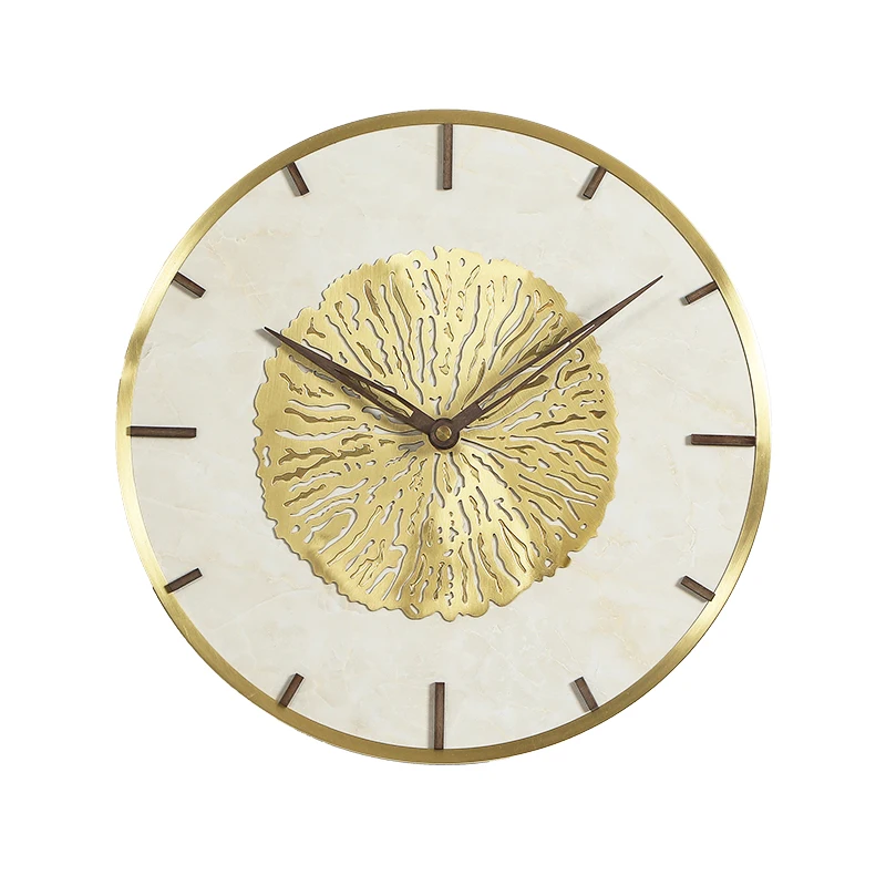 

Luxury Minimalistic Wall Clock Modern Creative Quartz Marble Living Room Wall Clocks Copper Reloj Pared Decorativo Watch AA50WC