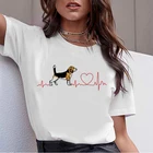 Лидер продаж, футболка с рисунком Бультерьера ротвейлера, кавайная женская футболка с рисунком Бигля, Милая Белая смешная футболка с рисунком