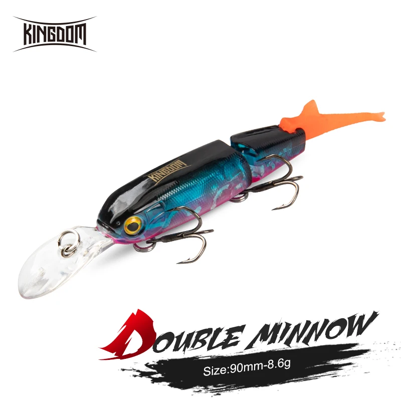 

Kingdom Minnow Fishing Lures 8.6g 90mm Two Sections Wobblers Artificial Hard Baits With Soft Tails Swimbaits Pesca Lure Tackles