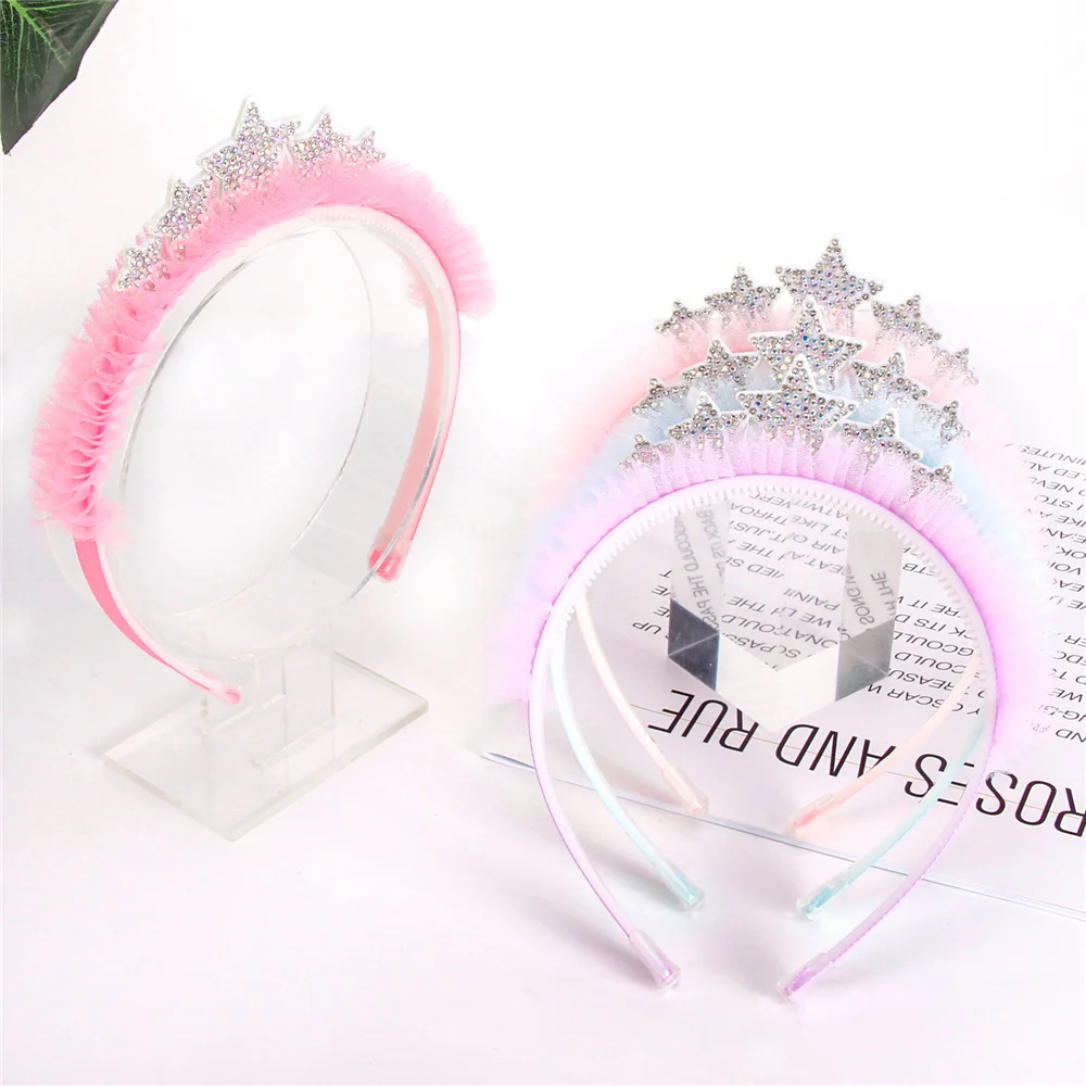 

Cute Rhinestone Stars Cat Ears Headband Baby Girls Hairband Korean Children Princess Kids Gift Hair Band Party Hair Accessories