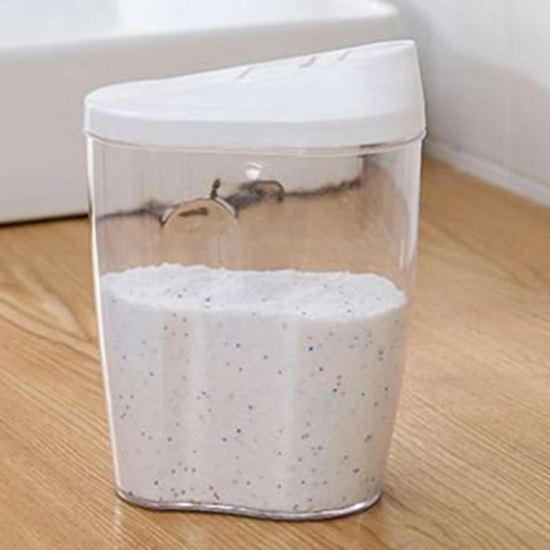 Household with Lid Laundry Detergent Box Creative Transparent Container Storage Tank Laundry Powder Barrel