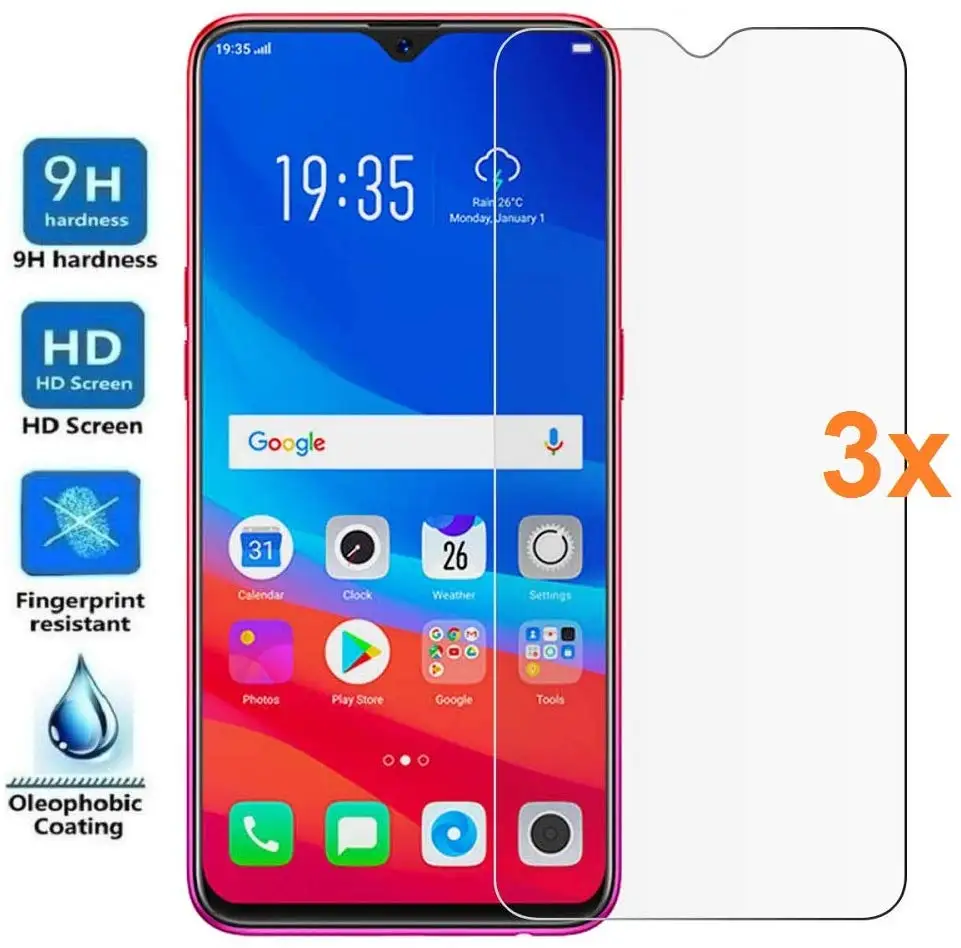 3 шт закаленное стекло для Oppo Realme X Lite 3 Pro C2 Защита экрана для Oppo Realme X2 Защитная стеклянная пленка