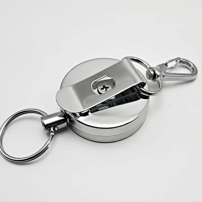 Metal Retractable Pull Key Ring ID Badge Holder Name Tag Card Recoil Reel Belt Clip Gift Office Supplies | Канцтовары для офиса и