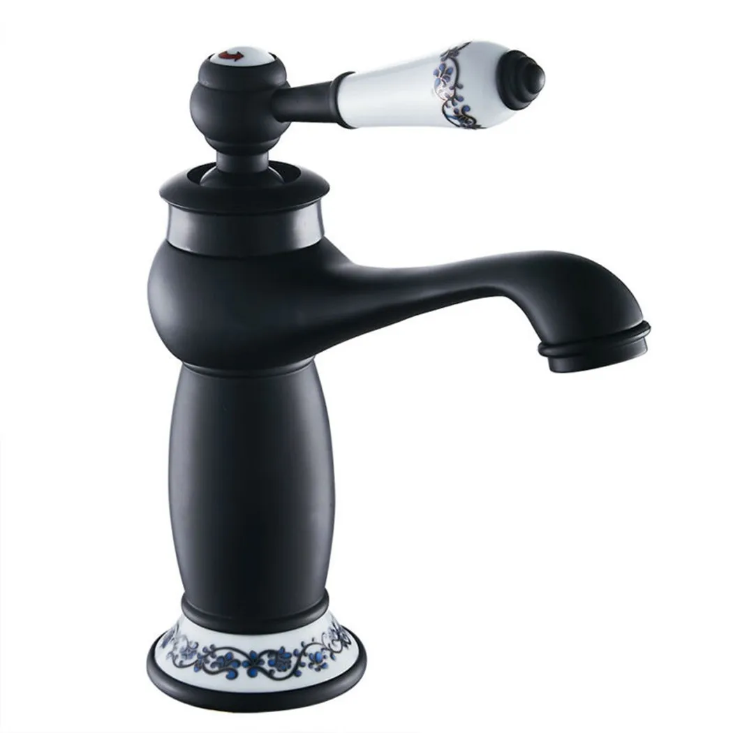 

Bathroom Faucet Antique Brass Chrome-plated Bathroom Basin Taps Ceramic Valve Core Single Handle Water Mixer Taps Hot Cold Water