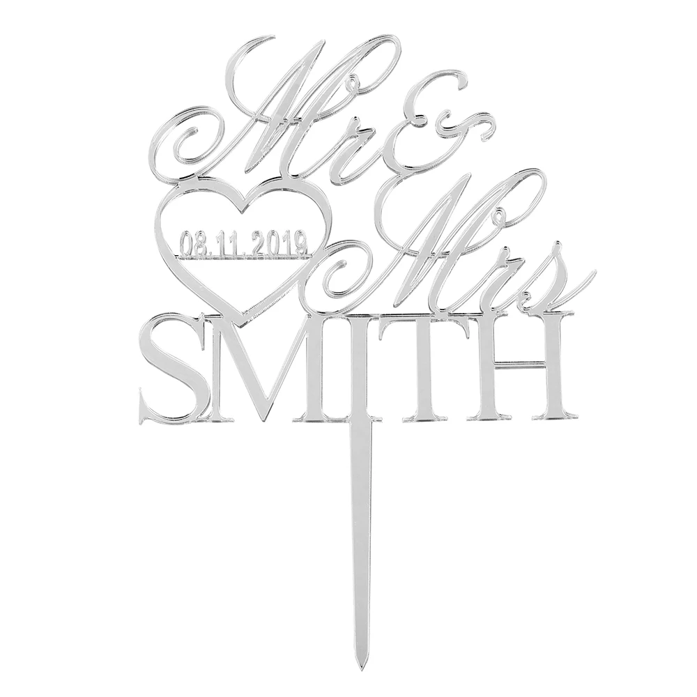 Персонализированные Выгравированные свадебный торт Топпер акриловый