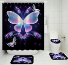 4 шт., занавеска для ванной с 3D-принтом в виде бабочек