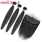 Miss Rola волосы предварительно окрашенные бразильские 3 пряди с кружевным фронтальным закрытием Remy прямые волосы в пучках 100% человеческие волосы для наращивания