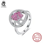 Роскошные свадебные кольца ORSA JEWELS 100% из серебра 925 пробы с крупным красным Цирконом 16 мм в форме цветка, ювелирные изделия с кристаллом, подарок OSR228
