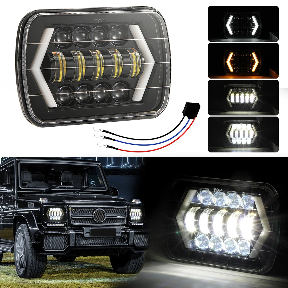 

DOT 7x6" LED Headlights DRL Turn Signal LED Wrangler Headlights