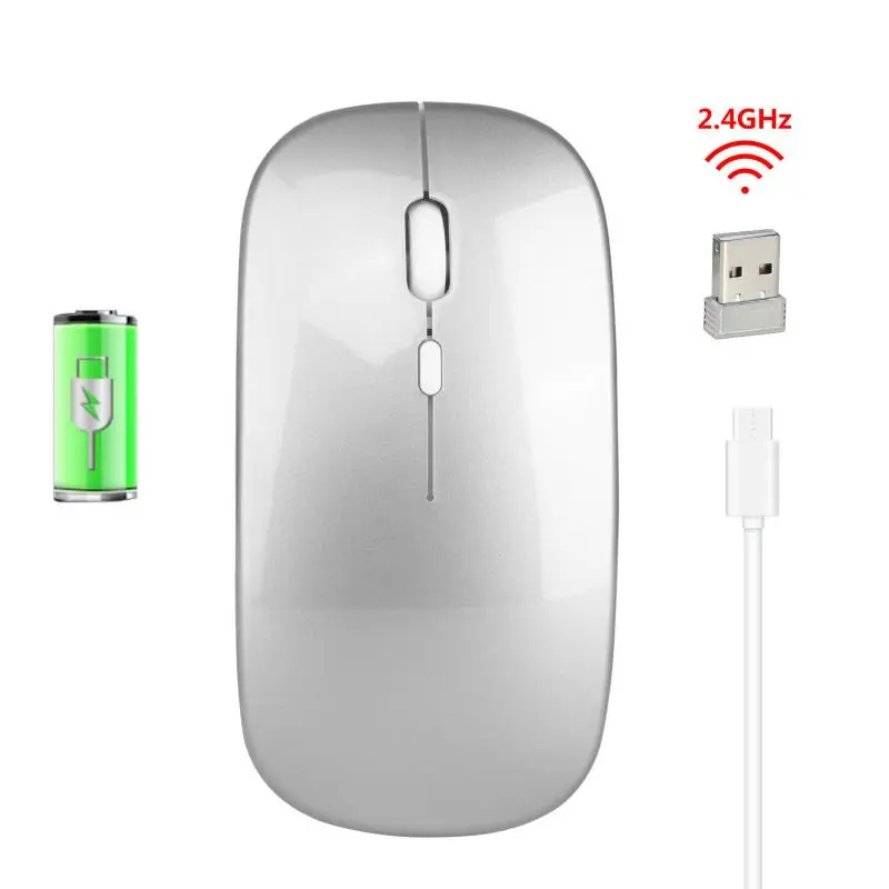 silver 1600 dpi USB оптическая беспроводная компьютерная мышь 2,4G приемник супер Бесшумная мышь для ПК ноутбука офисные оптические мыши - Цвет: silver