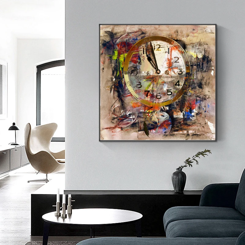 Ретро Часы Арт холст картина уличного граффити художественные плакаты и принты