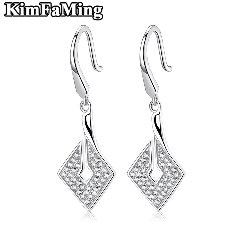 Уникальные женские циркония вымощенный набор ромб длинные Позолоченные