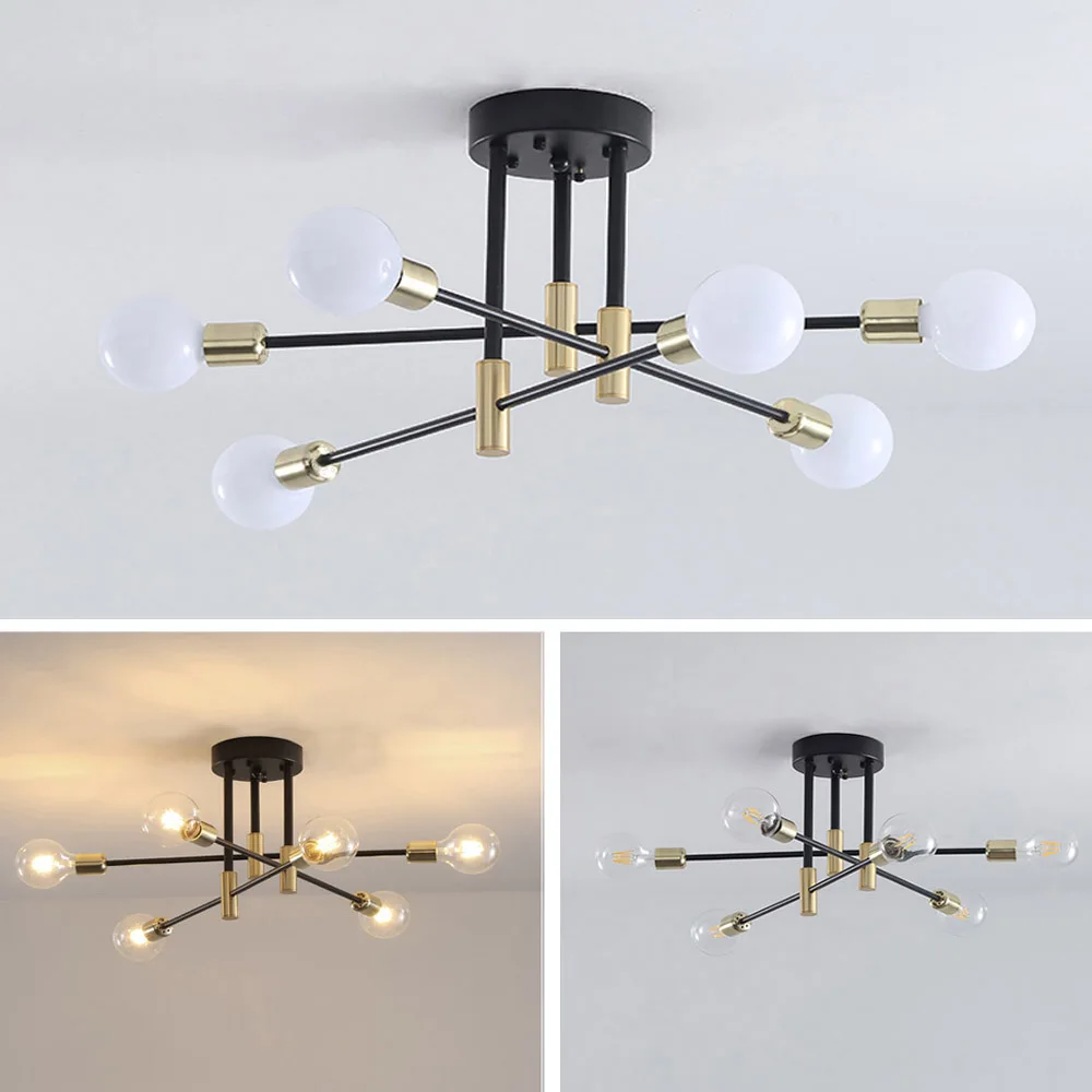 Modern Nordic LED Lamp Black Gold Chandelier Lights Branch Simple Creative Luxury E27 Ceiling Lamps Indoor Lighting Fixtures | Освещение