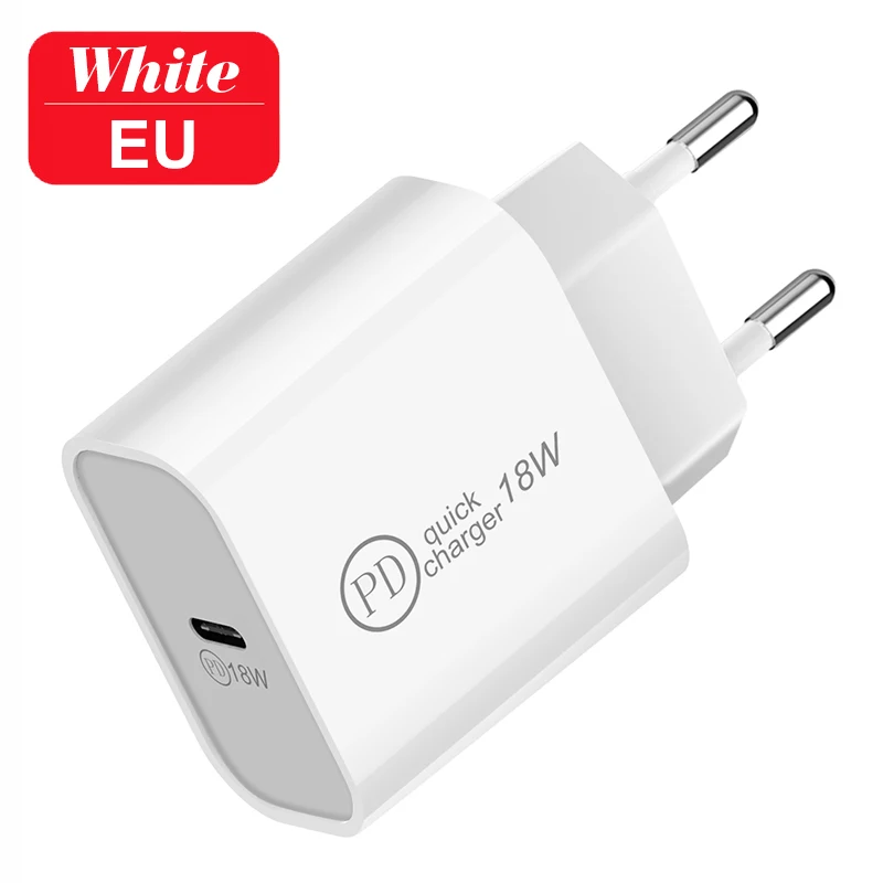 Европейский Союз (ЕС) USB зарядное устройство 18 Вт PD Быстрая зарядка usb type C PD зарядное устройство для iPhone X XS XR портативное QC 3,0 зарядное устройство для телефона huawei samsung адаптер - Тип штекера: Европейский Союз (ЕС)