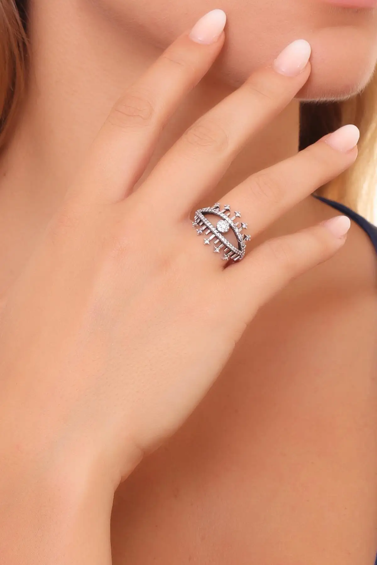 Labalaba женское античное серебряное кольцо белого цвета с циркониевым камнем и