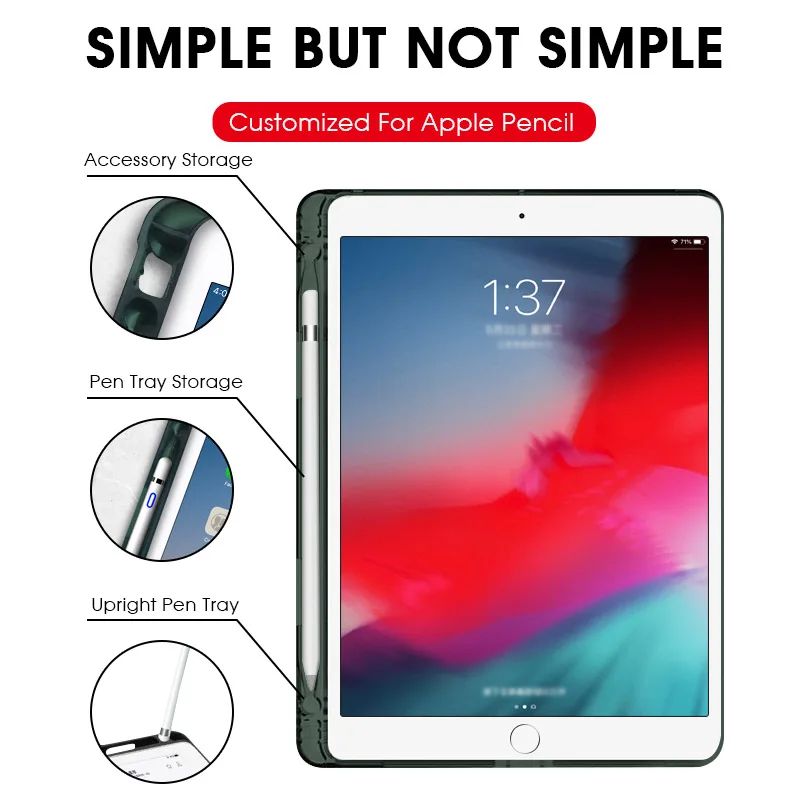 Чехол для iPad Mini 5, чехол для iPad Mini, чехол с карандашом, трехслойная подставка, мягкая задняя часть из ТПУ для iPad Mini5, чехол, чехол, Funda Capa