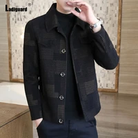 ladiguard plus size men fashion leisure jackets european style 2021 single breasted top outerwear model plaid jackets homme 4xl