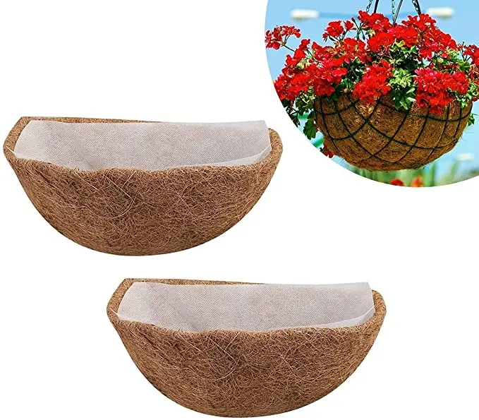 

2PC Flowerpot Coconut DIY Garden Hanging Planters Wall Baskets Pot Half Round Cocoa Fiber Plant Pot Garden Decorative Holder