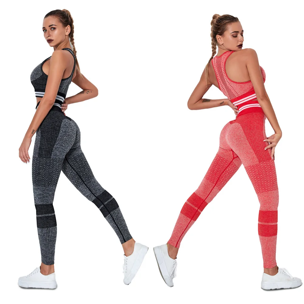 Женский бесшовный комплект для йоги бюстгальтер фитнеса и + штаны камуфляжный