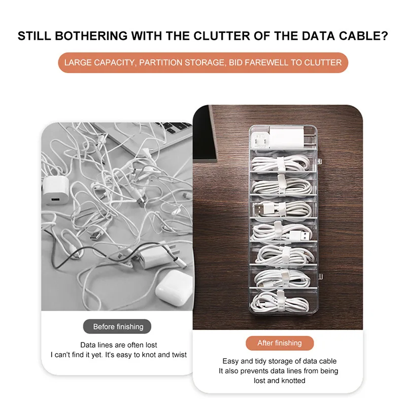 Пластиковый Органайзер с крышкой для кабеля 8 ячеек | Дом и сад