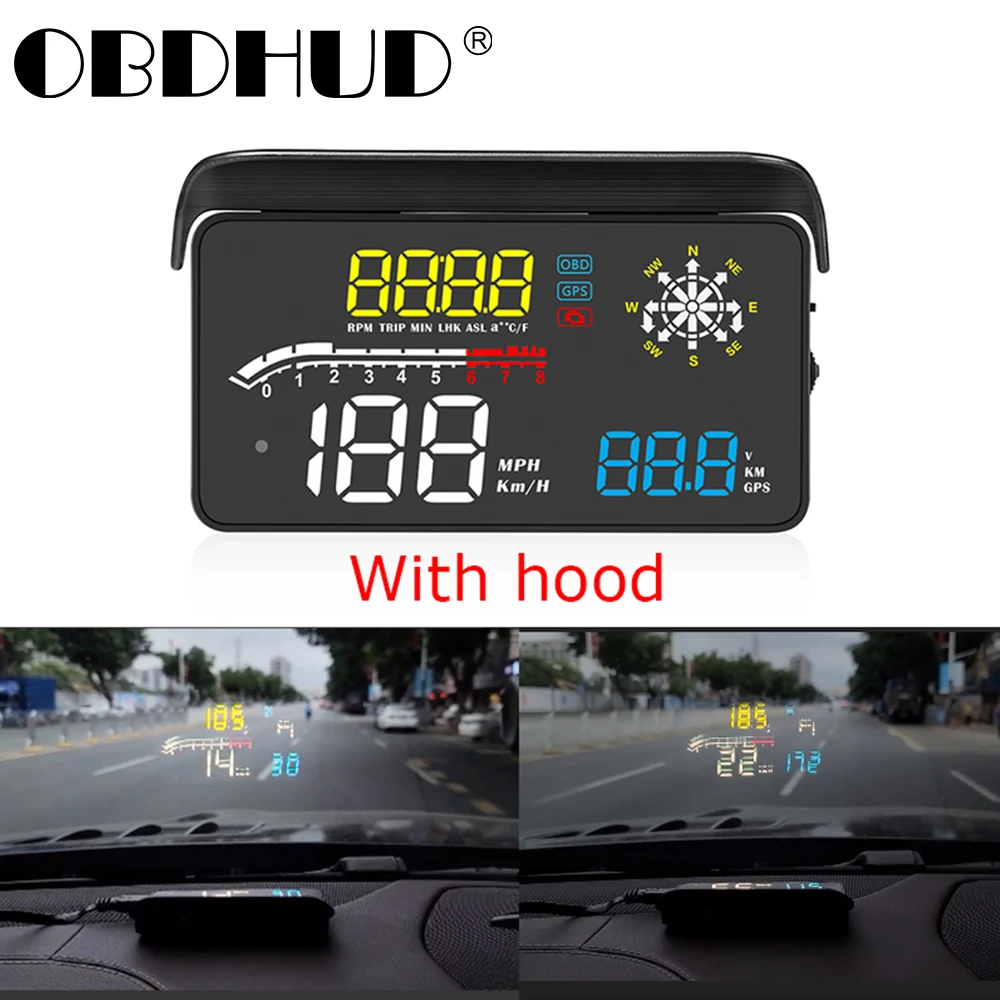 OBDHUD D1 OBD2 автомобильный коллиматорный Дисплей светодиодный ветрового стекла