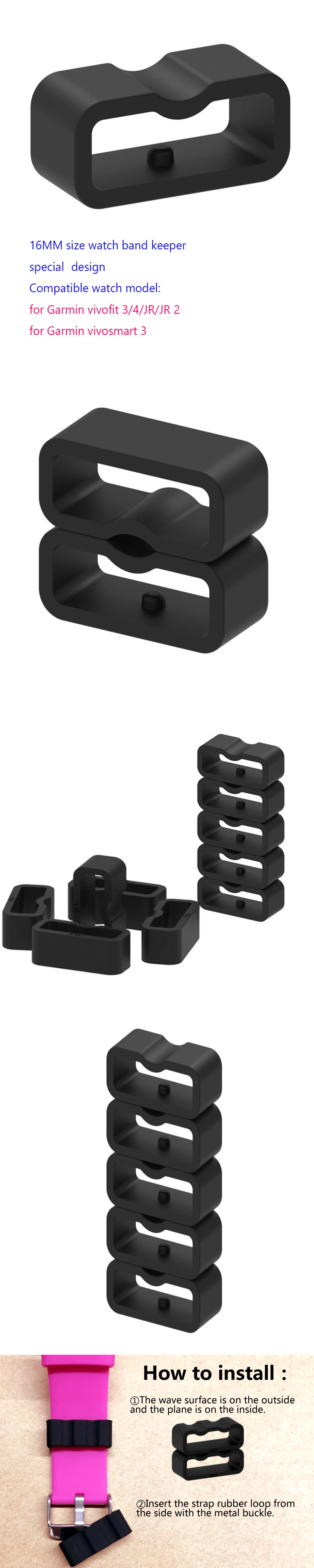 ECSEM силиконовая резиновая петля для Garmin vivofit 3/4/JR2/vivosmart 3 Смарт-часы Хранитель Сменное беззубное кольцо