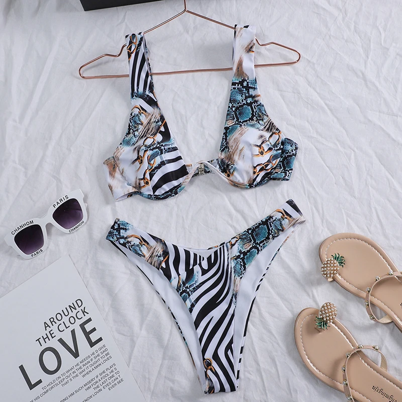 

V-shape Sexy Bikini 2021 Swimsuit Women Push Up Bikini Set Two-piece Swimwear Female Bathing Suit Brazilian Beach Wear Biquini